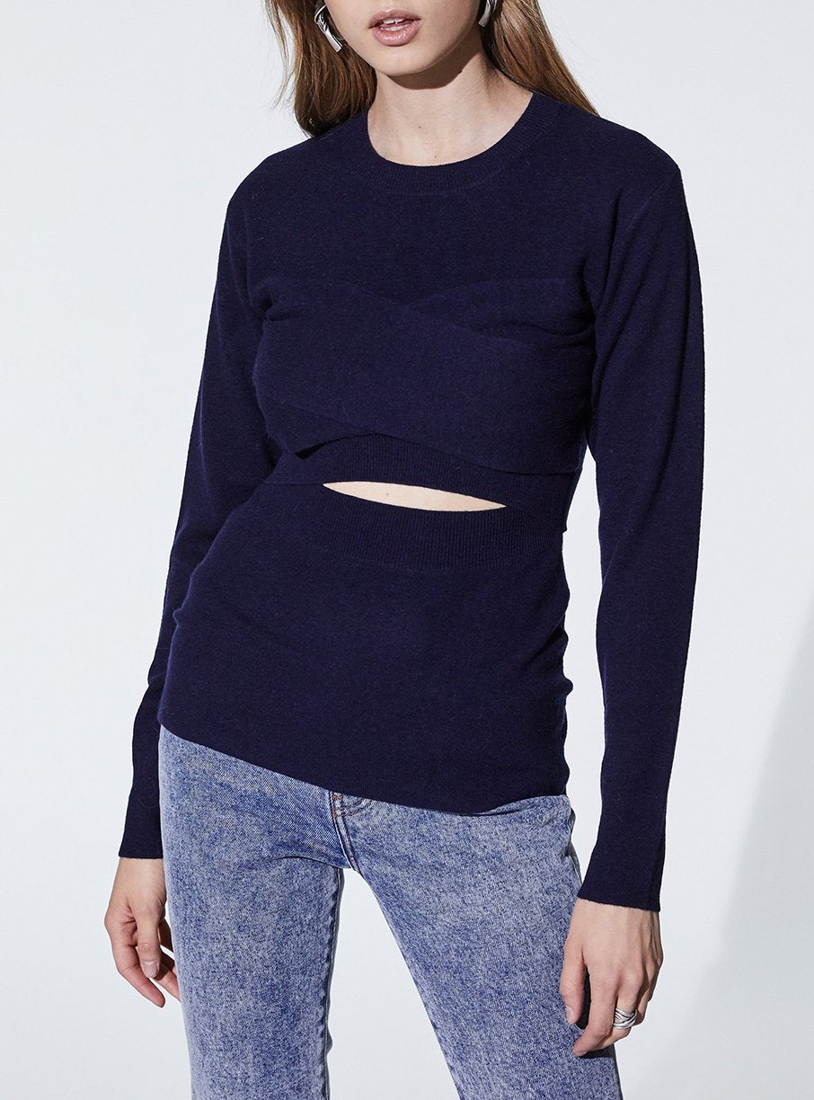 Pull Denny en laine - Dark Blue