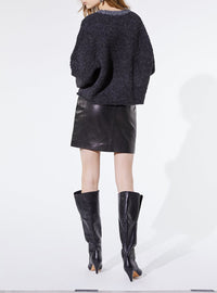 Pull Yale en laine - Anthracite