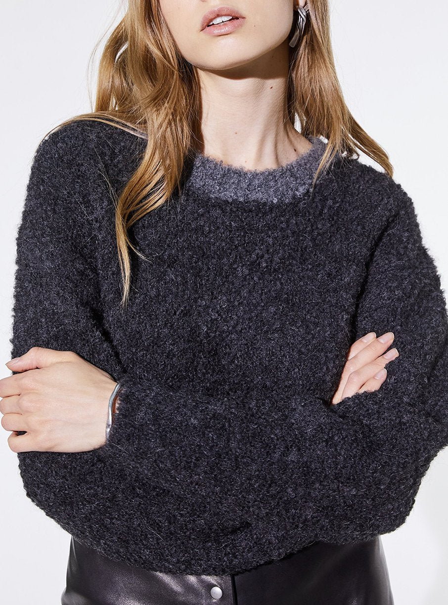 Pull Yale en laine - Anthracite