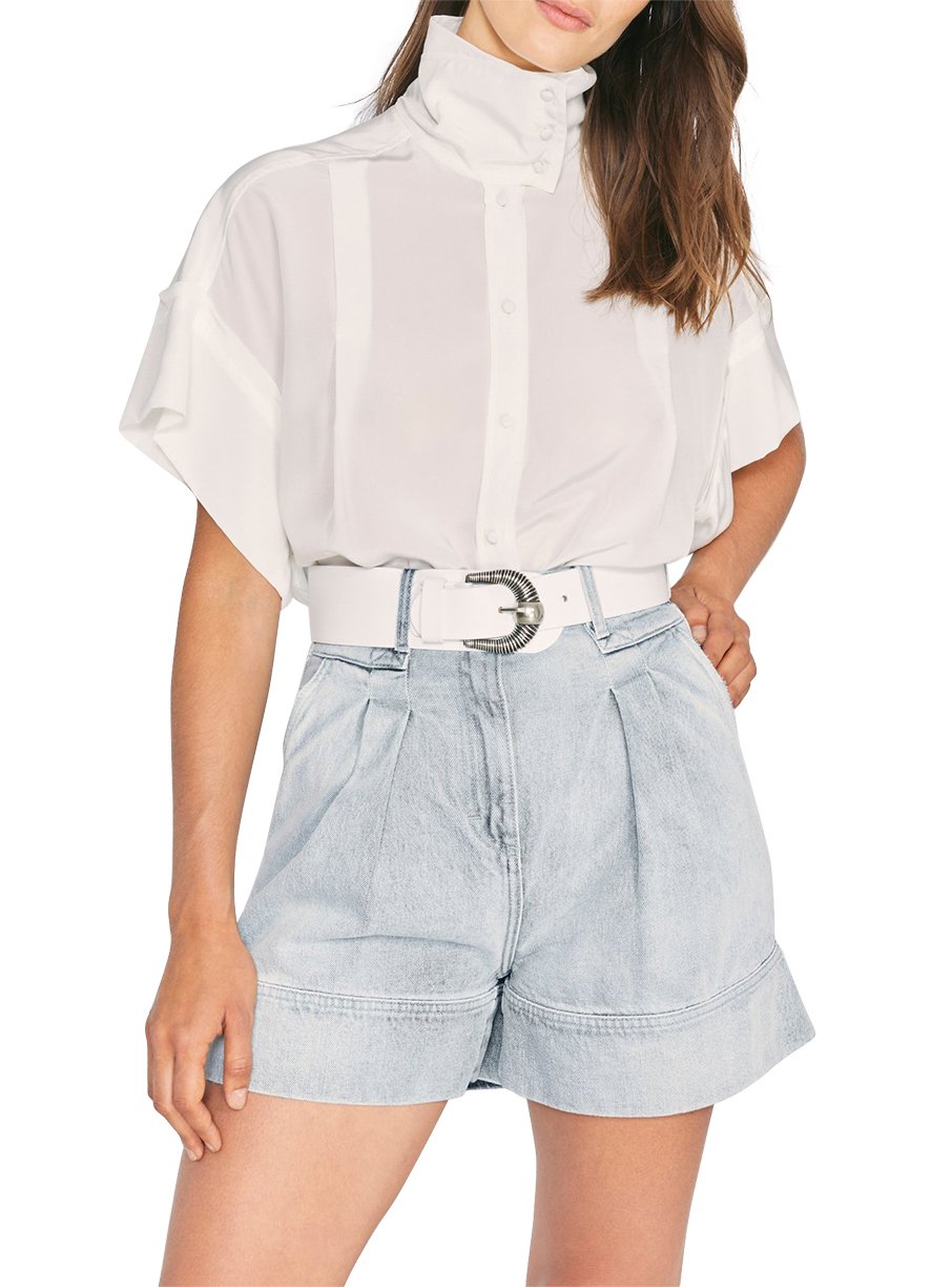 Top Manly en soie - Ecru