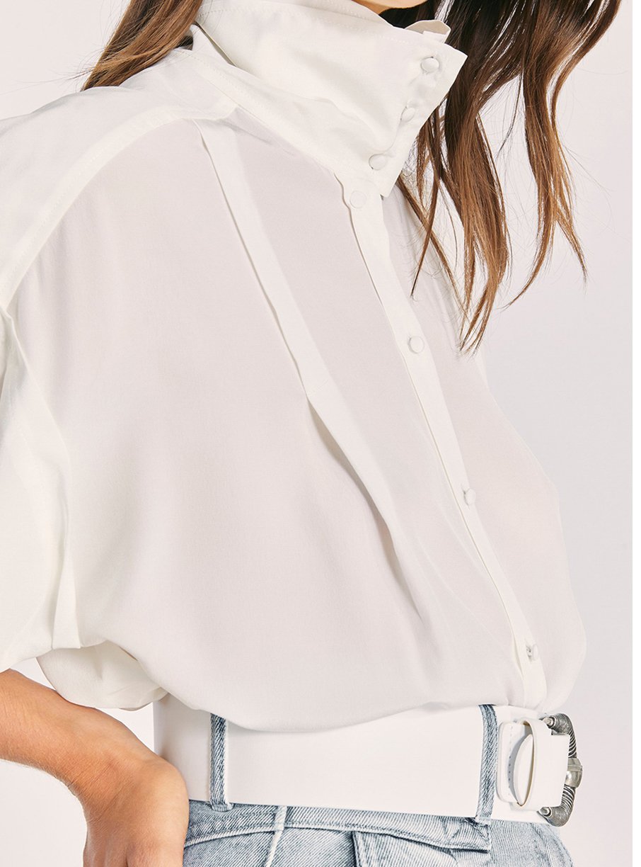 Top Manly en soie - Ecru