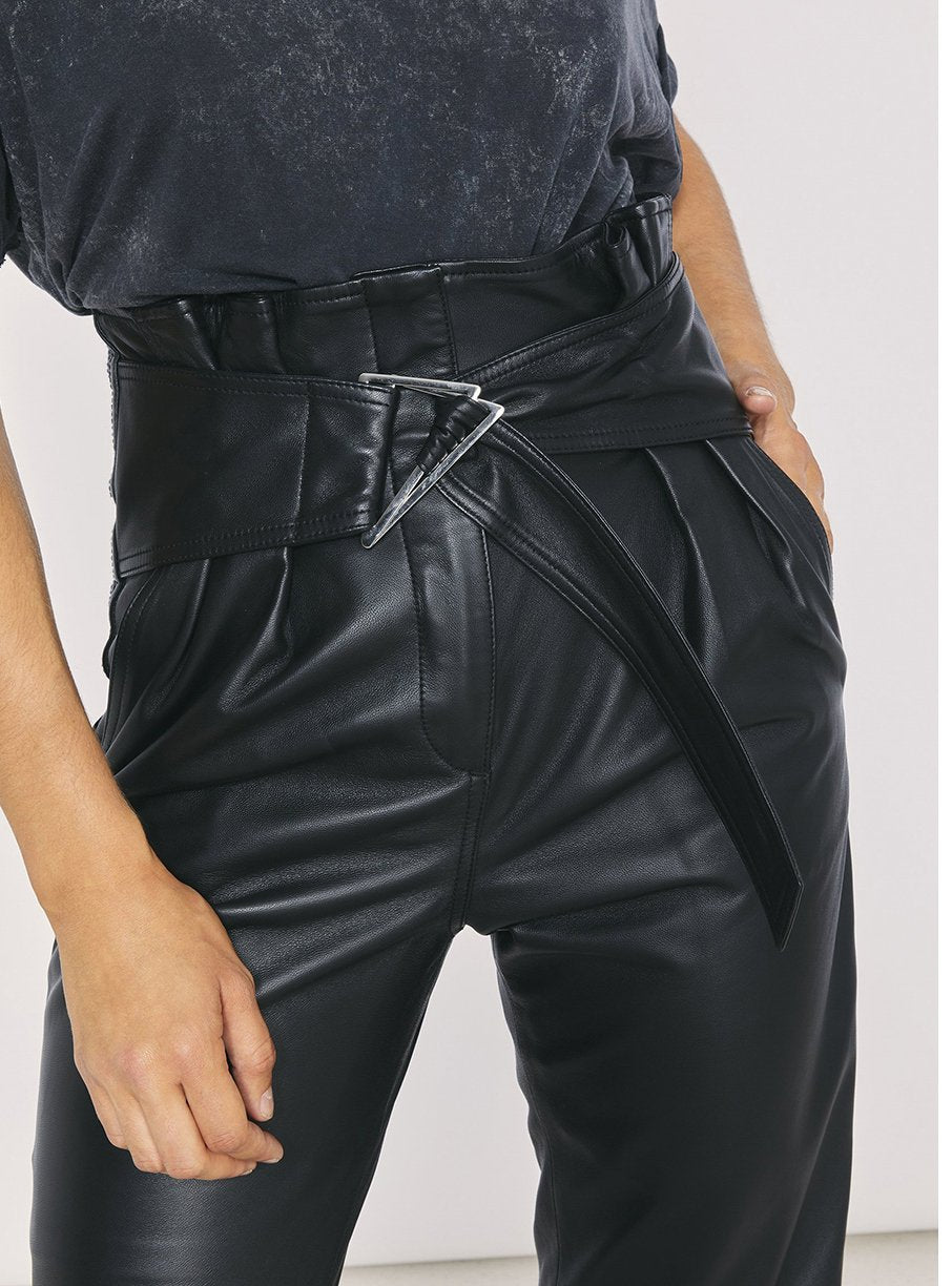 Pantalon Husvik en cuir - Black