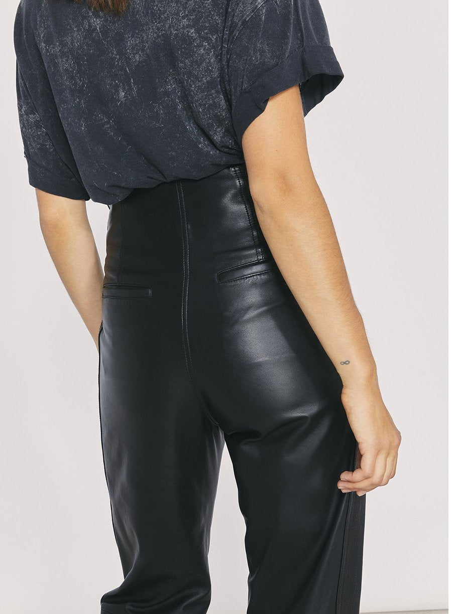 Pantalon Husvik en cuir - Black