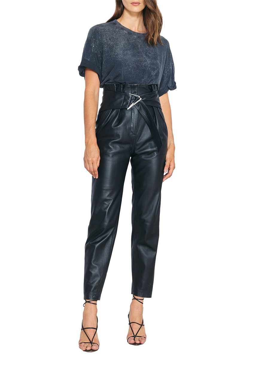 Pantalon Husvik en cuir - Black