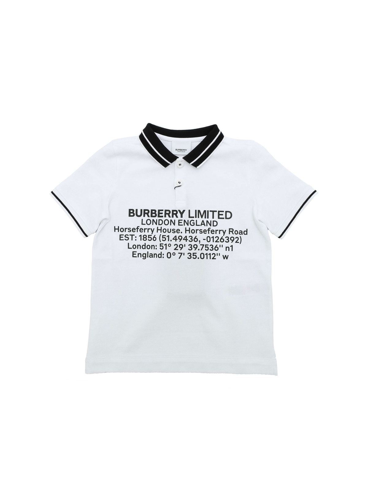 WHITE Polo en piqué de coton avec coordonnées géographiques