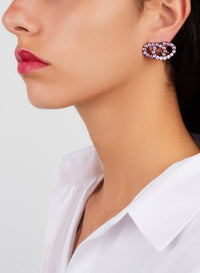 Boucles d'oreilles Tango en Or Rose 18K & Saphir Rose