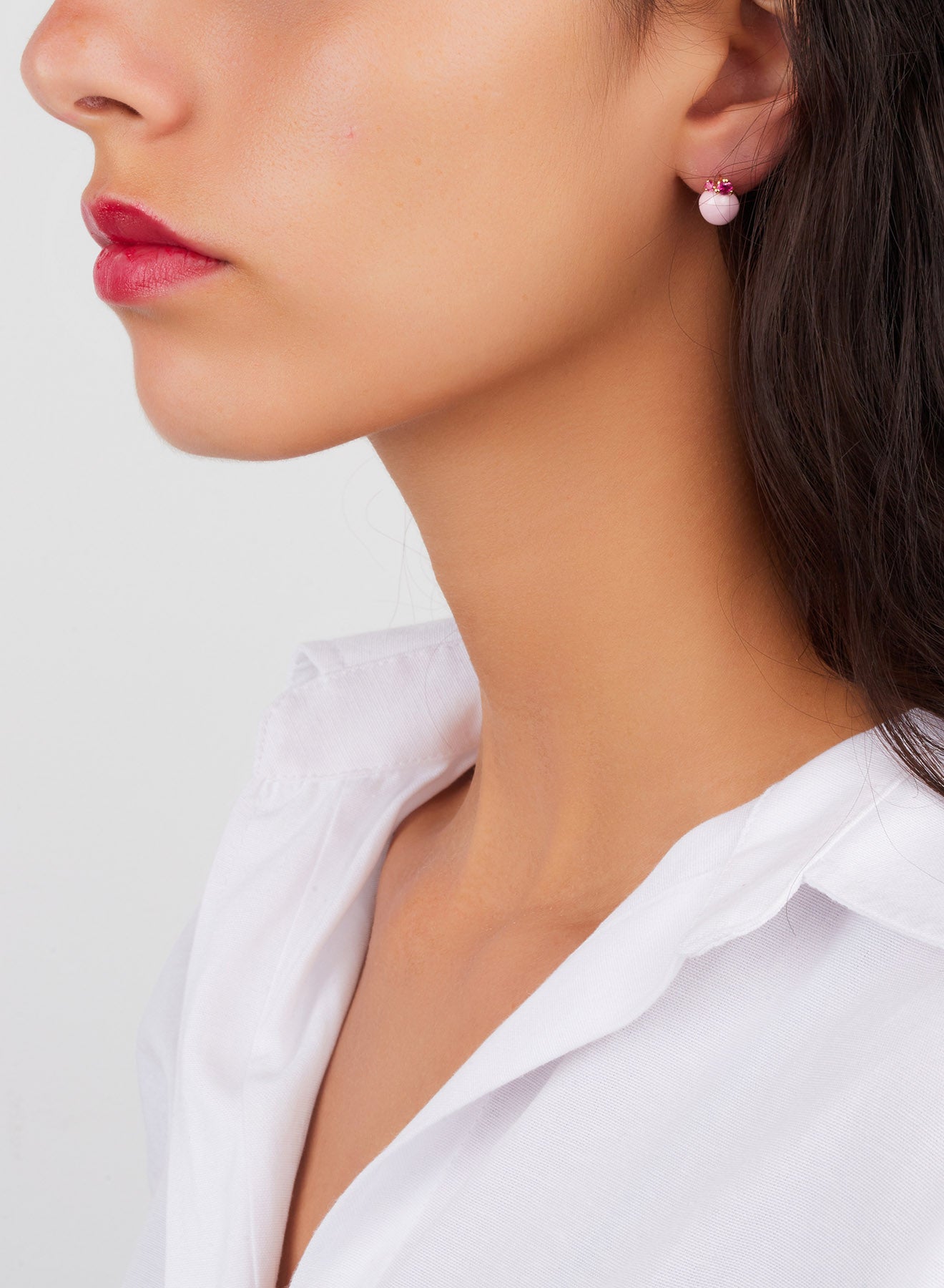 Boucles d'oreilles Capri Ceramica en Or Rose 18K & Rubis et Céramique