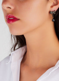 Boucles d'oreilles Forever en Or Blanc 18K & Diamant Noir et Onyx