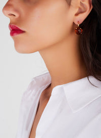 Boucles d'oreilles Lola en Or Rose 18K & Grenat