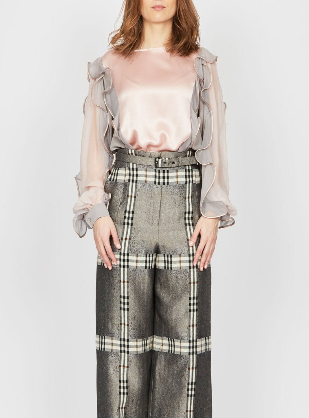 Pantalon A.Ferretti imprimé tartan en laine - Gris