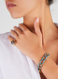 Bracelet Tango en Or Rose 18K & Zircon Bleue