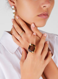 Bague Milano en Or Blanc & Rose 18K & Diamant Blanc