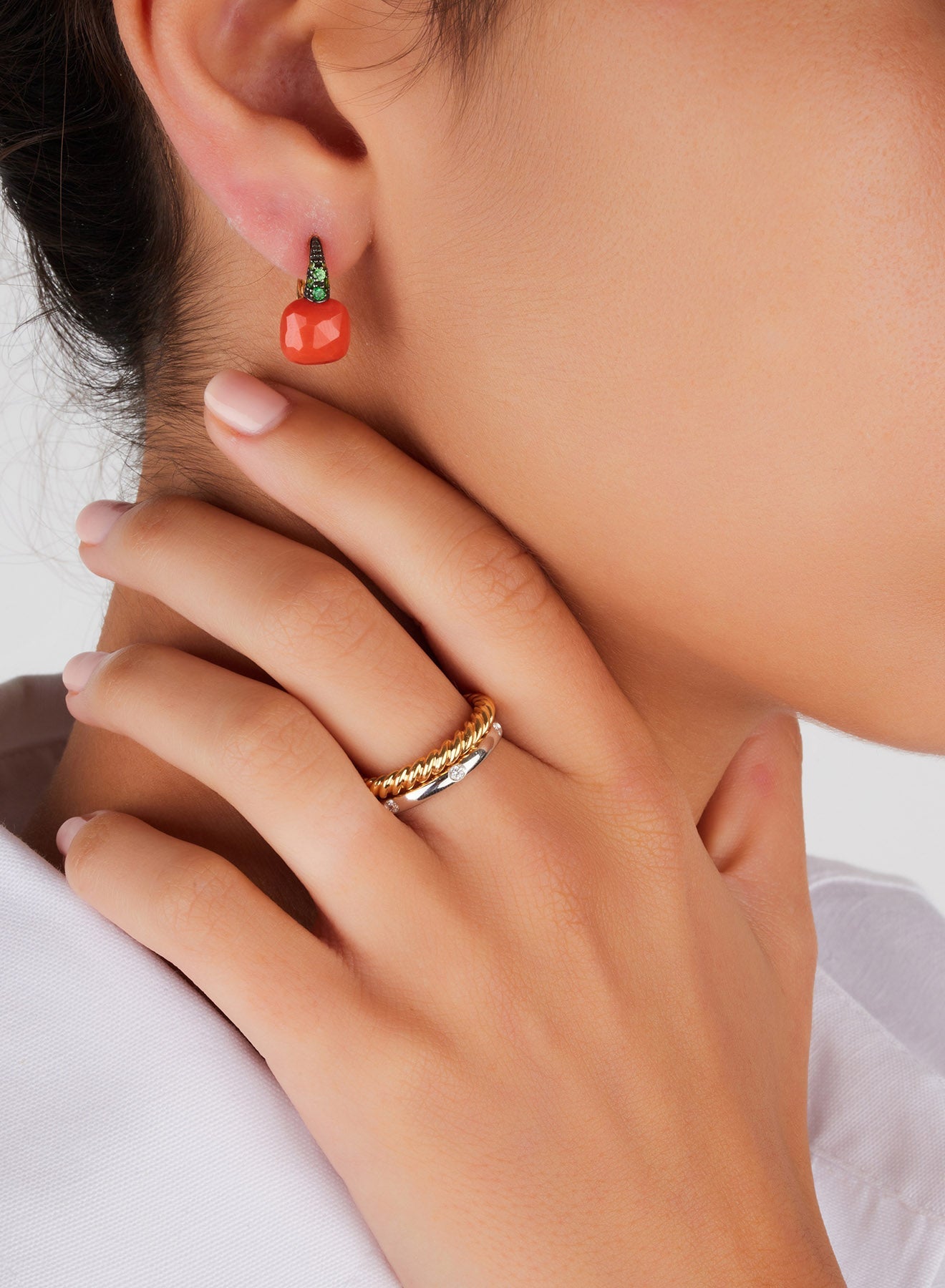 Boucles d'oreilles Capri en Or Rose 18K & Pierre de Jade lavande et Améthyste