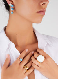 Bague Victoria en Or Rose 18K & Cacholong