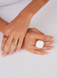 Bague Victoria en Or Rose 18K & Cacholong