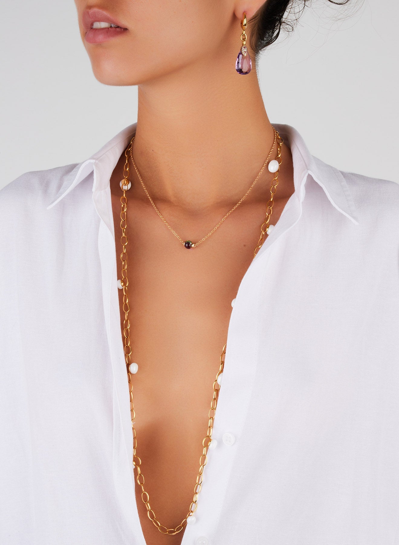 Collier M'Ama Non M'Ama en Or Rose 18K & Améthyste et Grenat tsavorite