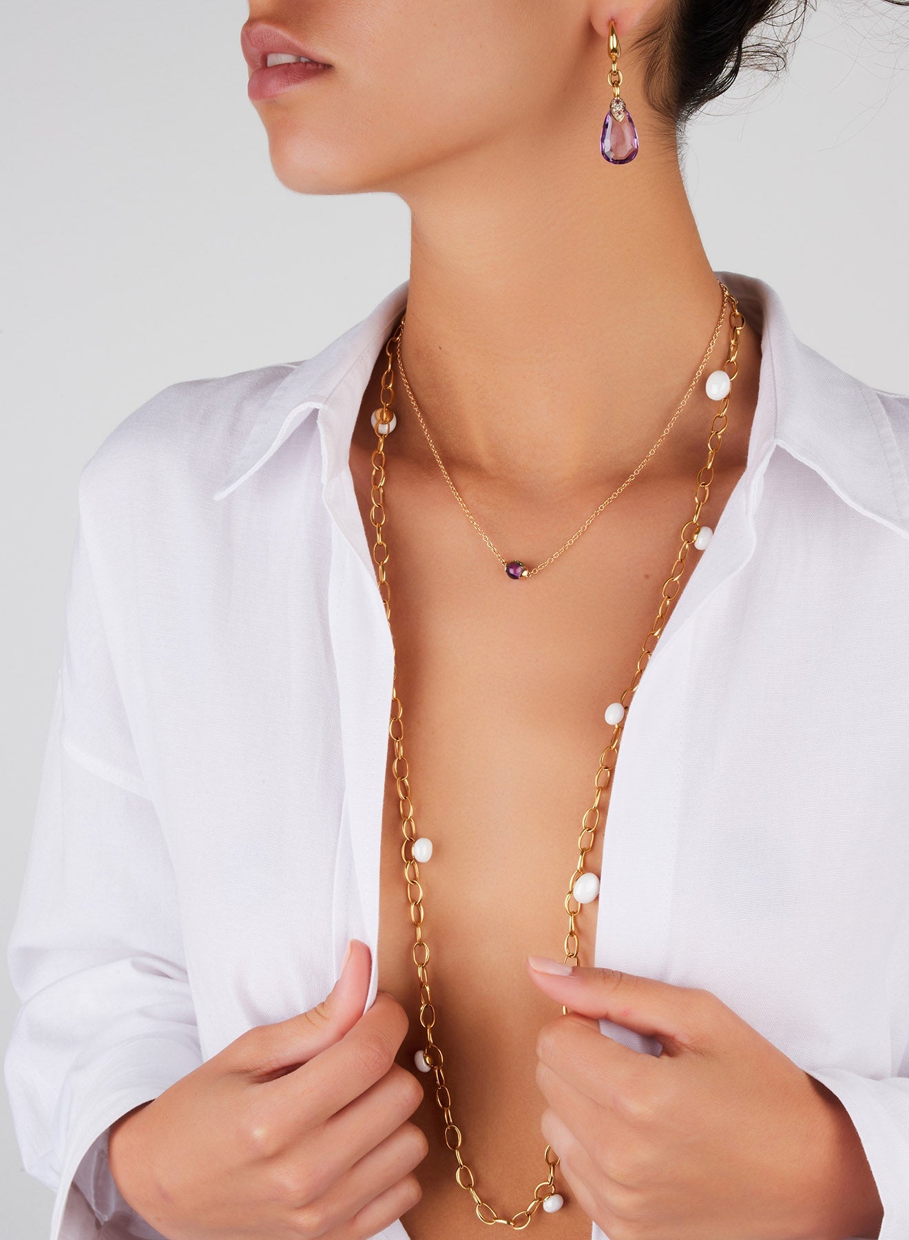 Collier Capri Ceramica en Or Rose 18K & Grenat tsavorite et Céramique