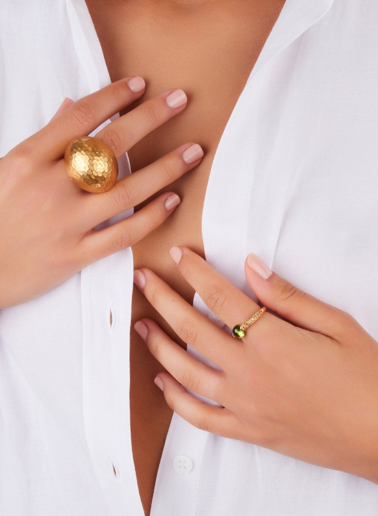 Bague M'Ama Non M'Ama en Or Rose 18K & Peridot et Diamant Brun