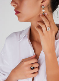 Bague Ritratto en Or Rose & Blanc 18K & Quartz Blanc et Diamant Icy