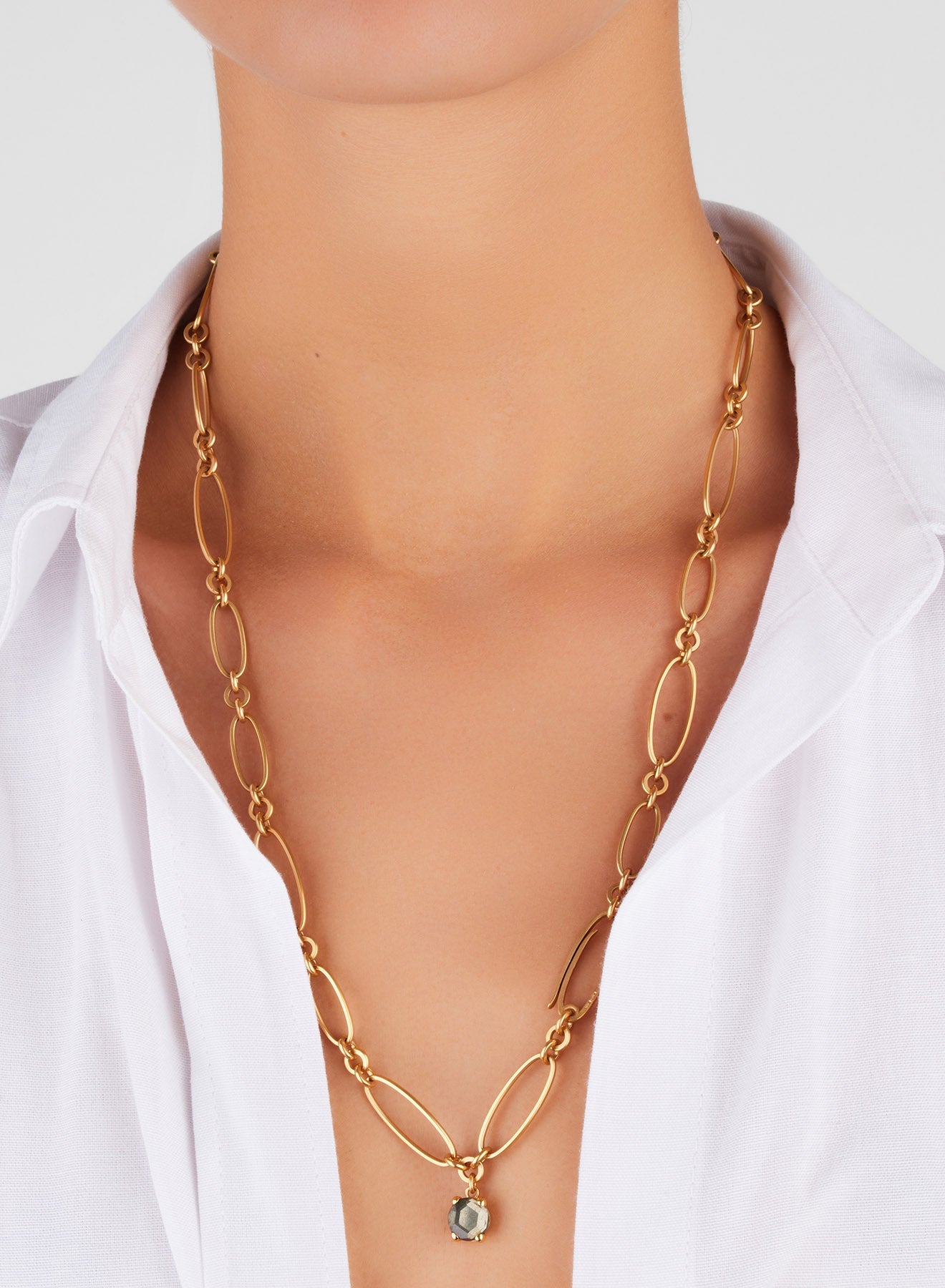 Collier Gold en Or Rose 18K & Cristal de Roche