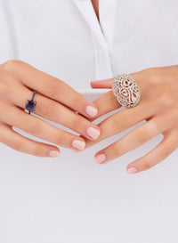 Bague Baby en Or Blanc 18K & Iolite et Saphir Bleu