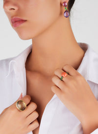 Bague Arabesque en Or Rose 18K & Prasiolite