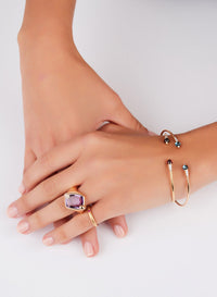 Bague Ritratto en Or Rose 18K & Diamant Blanc et Améthyste