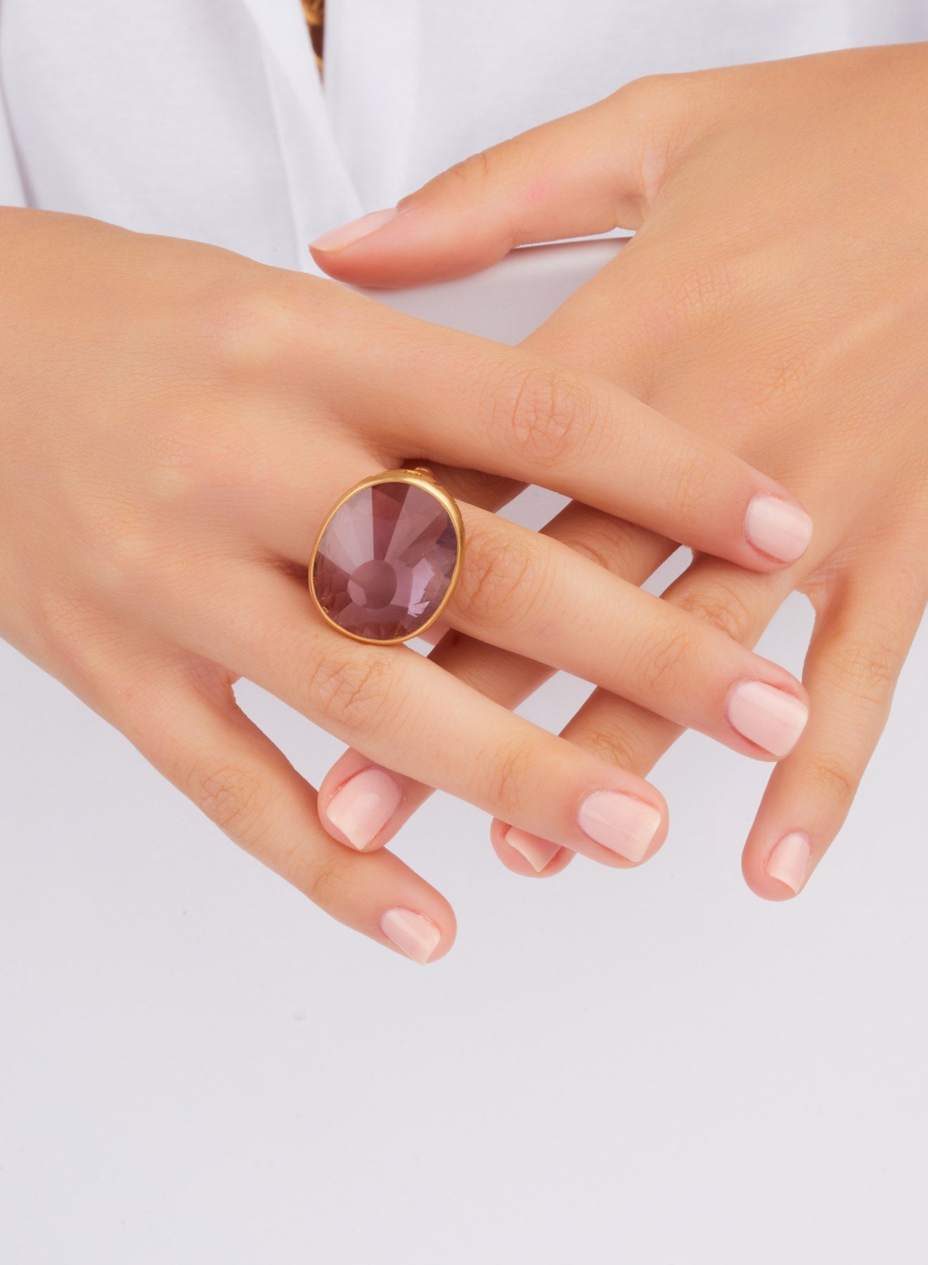 Bague Arabesque en Or Rose 18K & Améthyste