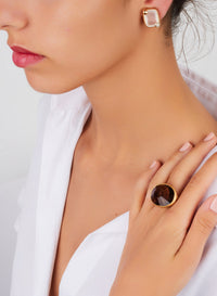 Boucles d'oreilles Ritratto en Or Rose & Blanc 18K & Quartz Blanc et Diamant Icy