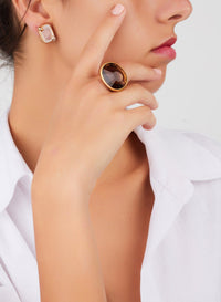 Bague Arabesque en Or Rose 18K & Quartz Fumé