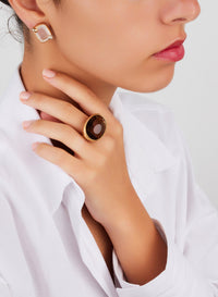 Boucles d'oreilles Ritratto en Or Rose & Blanc 18K & Quartz Blanc et Diamant Icy