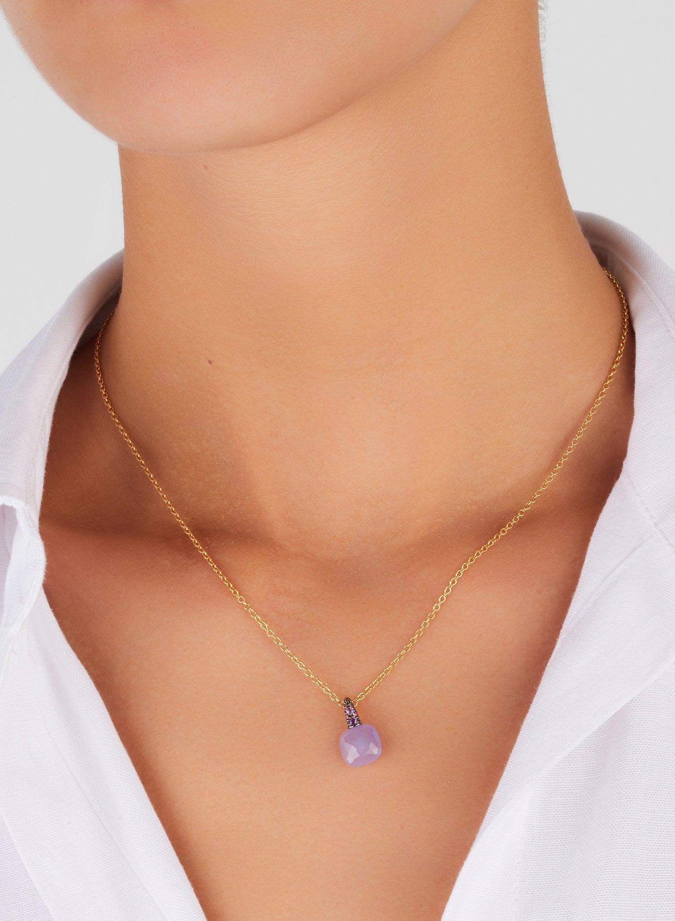 Collier Capri en Or Rose 18K & Pierre de Jade lavande et Améthyste