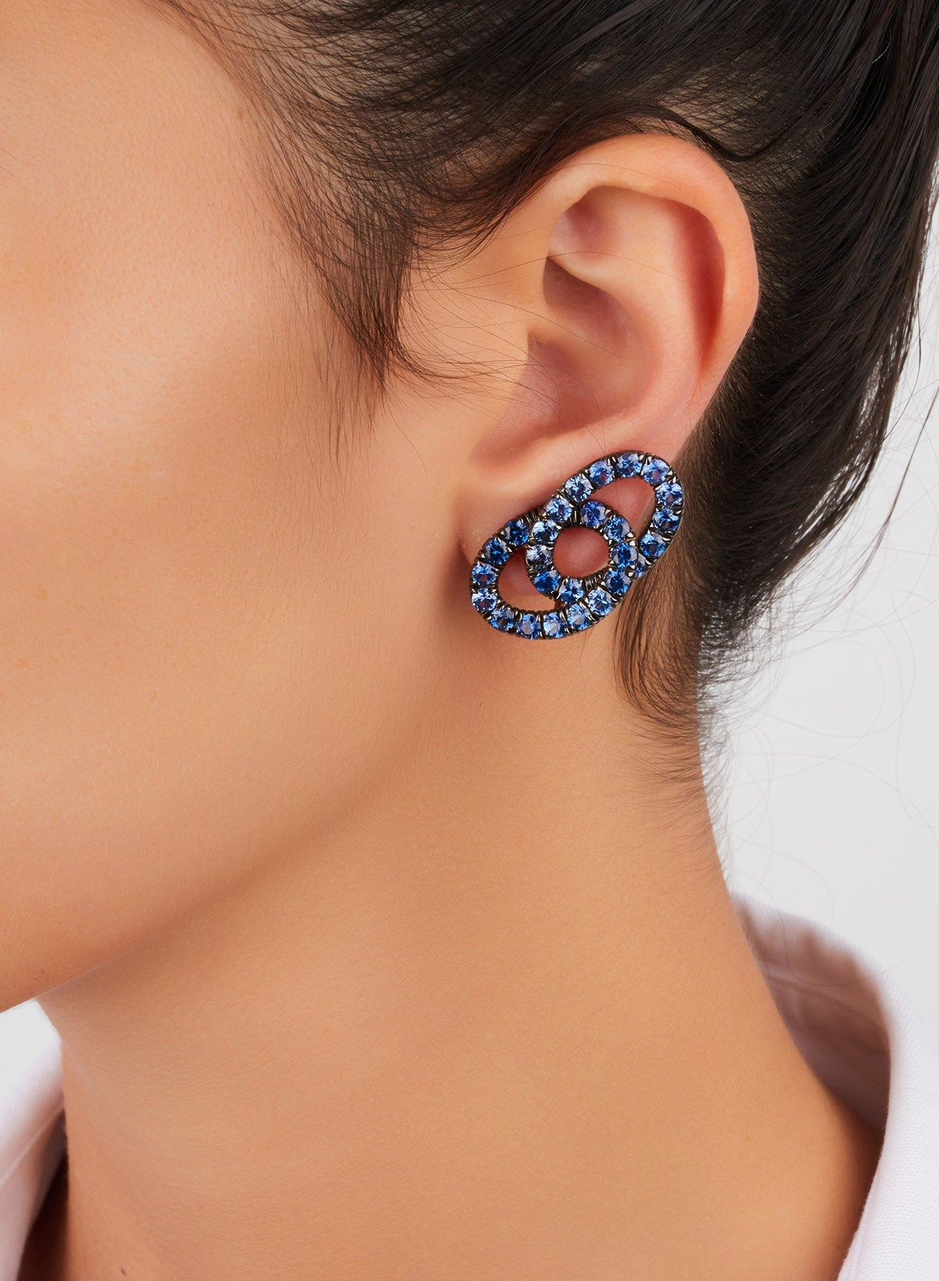 Boucles d'oreilles clips Tango en Or Rose 18K & Saphir Bleu