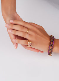 Bague Ritratto en Or Rose & Blanc 18K, Diamant Brun & Quartz Rose