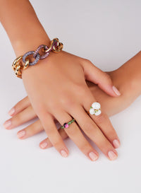 Bague M'Ama Non M'Ama en Or Rose 18K & Topaze Bleue London et Diamant Brun
