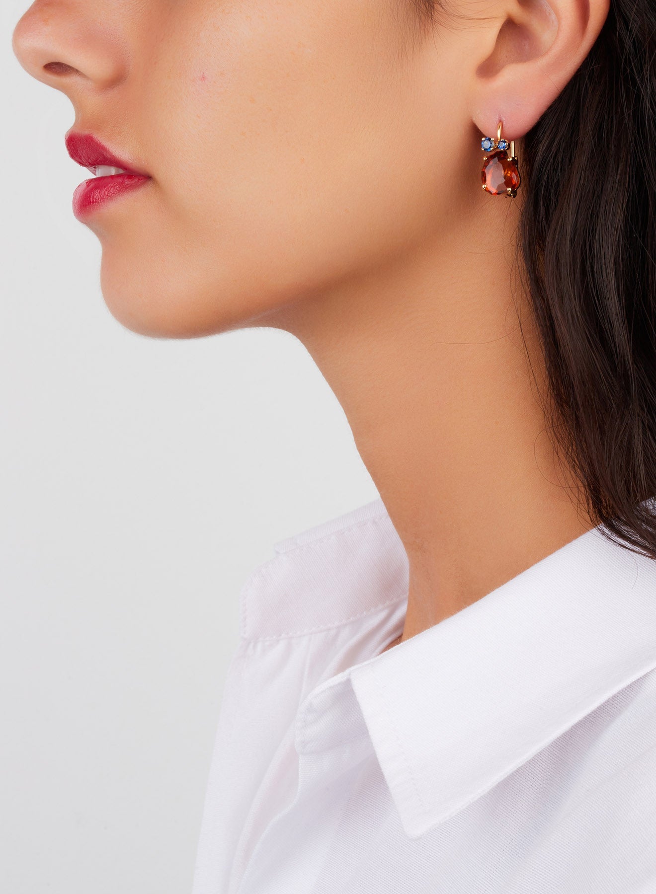 Boucles d'oreilles Bahia en Or Rose 18K & Citrine Quartz et Saphir Bleu