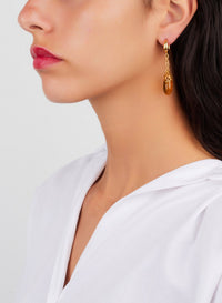 Boucles d'oreilles Arabesque en Or Rose 18K & Ambre