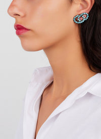 Boucles d'oreilles clips Tango en Or Rose 18K & Zircon Bleue