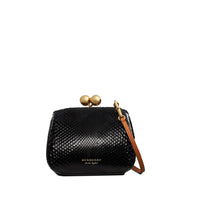 Petit sac porte-monnaie en python bicolore - Noir