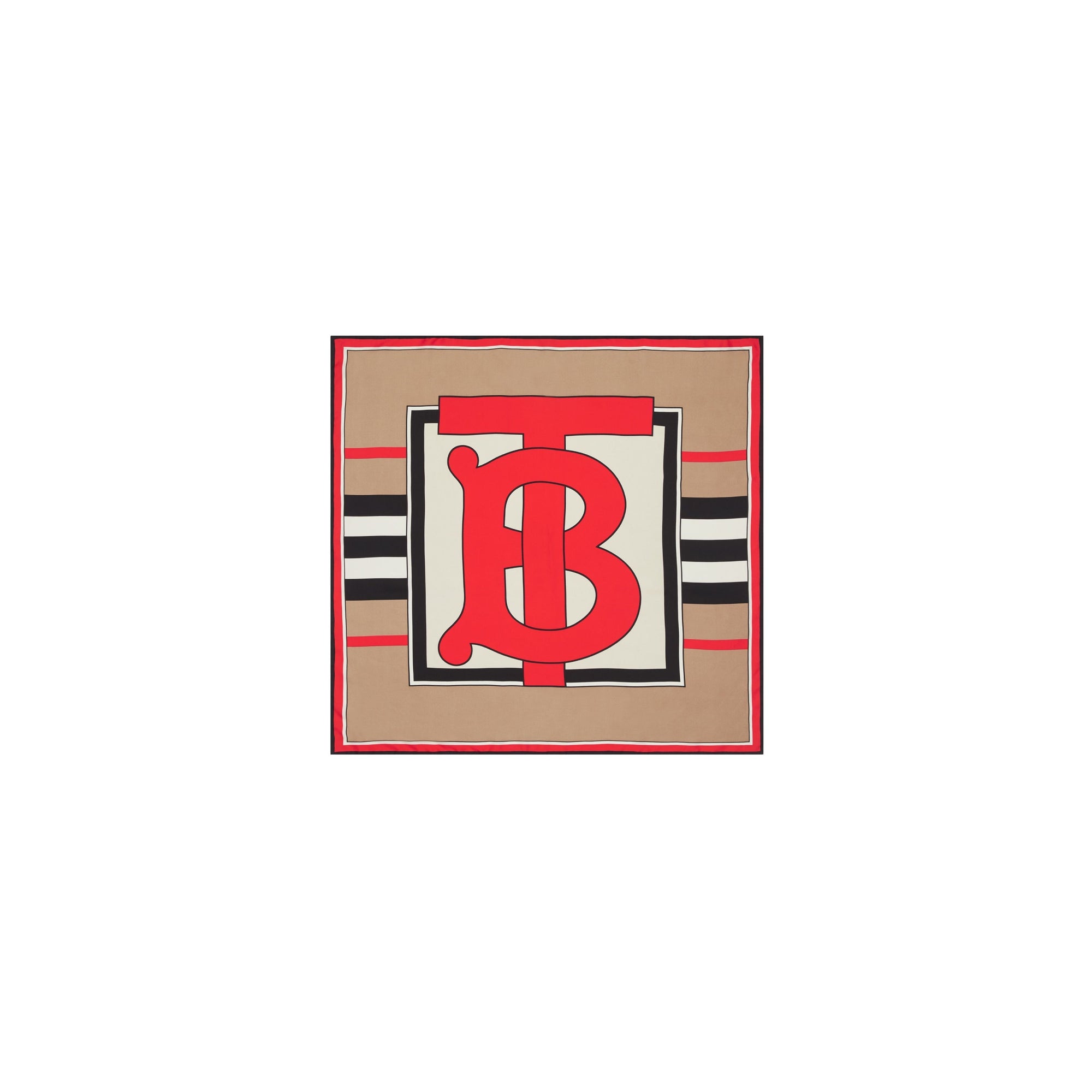 Carré de soie Monogram avec rayures iconiques - Beige d'Archive