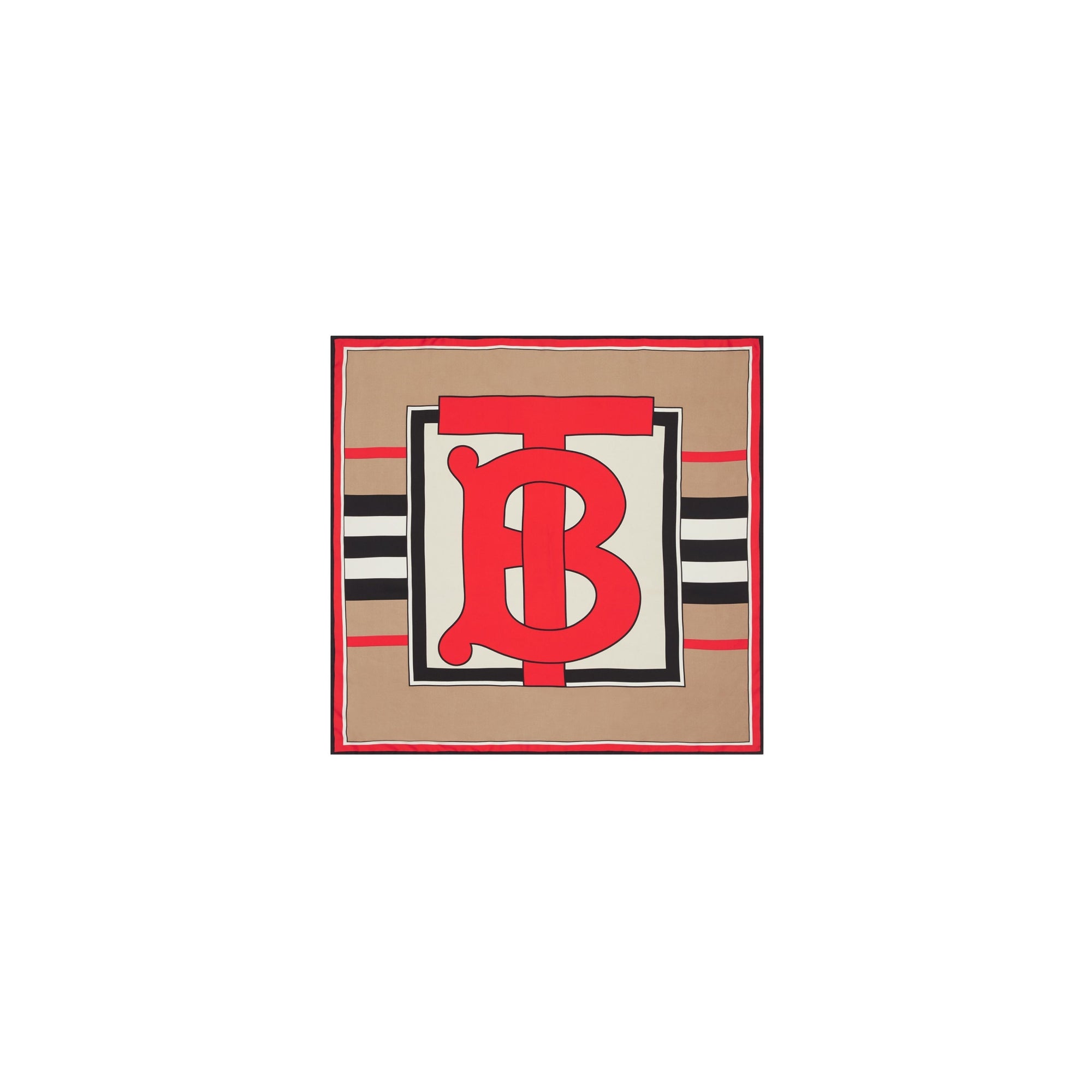 Carré de soie monogram avec rayures iconiques - Beige d'archive