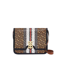 Sac TB moyen en toile écologique rayé Monogram - Brun Bride