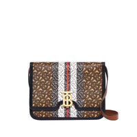 Sac tb moyen en toile écologique rayé monogram - Brun bride