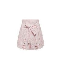 Short ceinturé à perforations - Rose