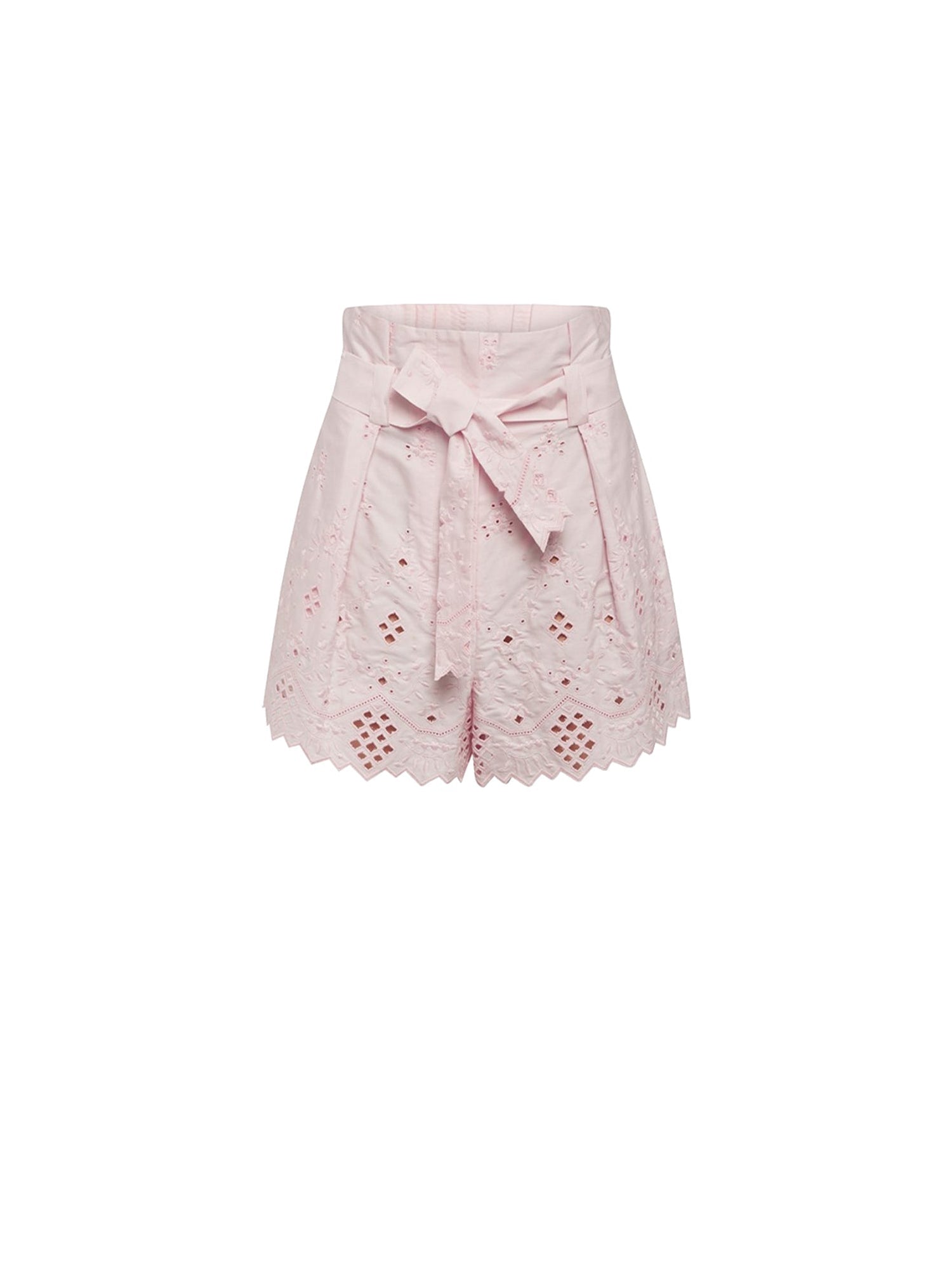 Short ceinturé à perforations - Rose