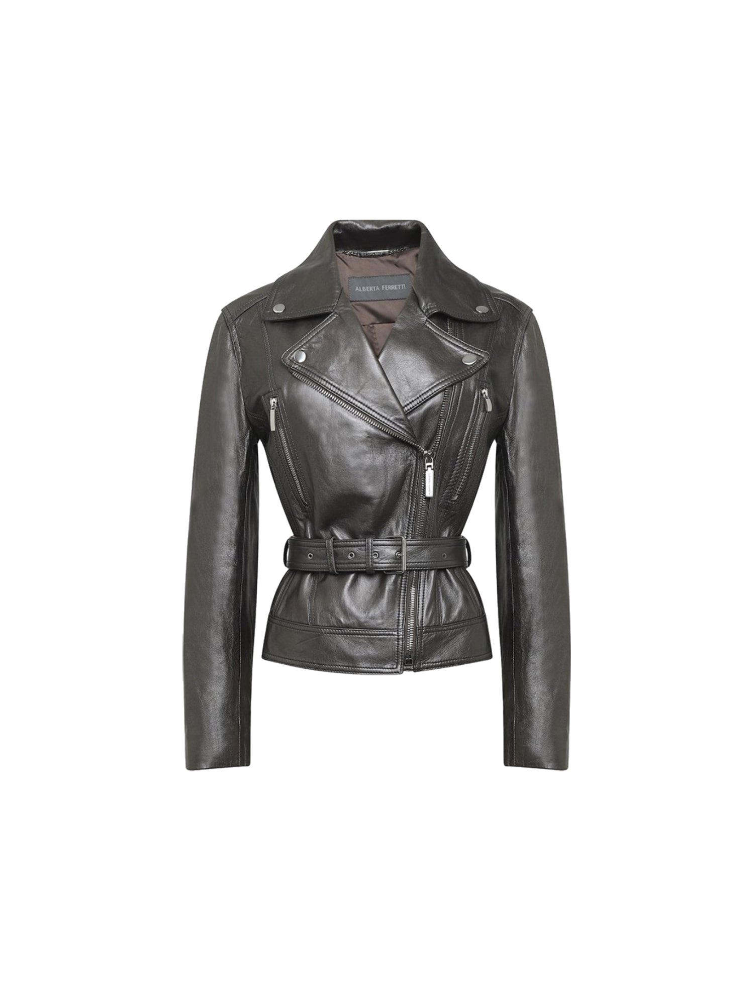 Perfecto A.Ferretti ceinturé à zips en cuir - Gris
