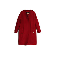 Manteau sans col en laine et cachemire techniques - Rouge parade