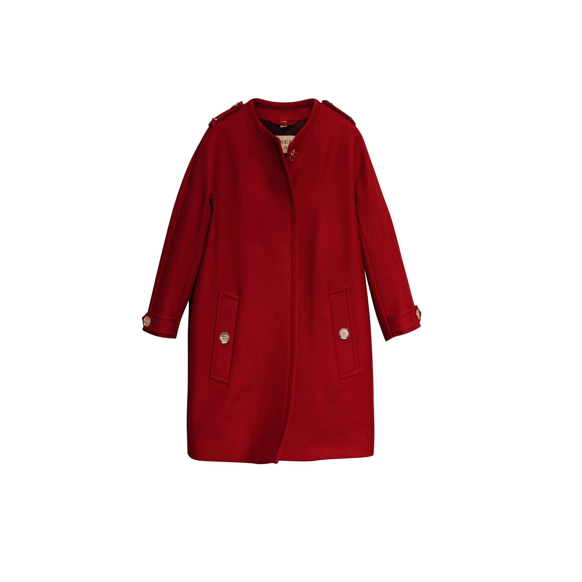 Manteau sans col en laine et cachemire techniques - Rouge parade