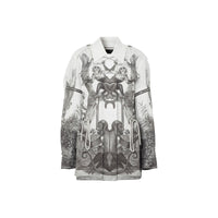 Veste utilitaire en gabardine de soie et coton à imprimé singe - Monochrome