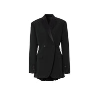 Veste de smoking en laine et taffetas avec découpe au dos - Noir